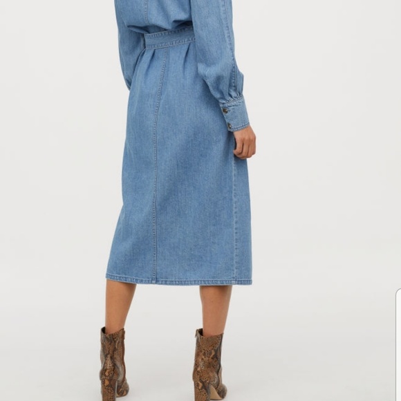 H&M DENIM BLUE LONG SHIRT DRESS - Picture 4 of 5